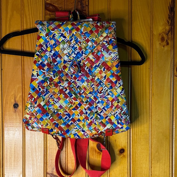 Colorful Woven Candy Wrapper Backpack